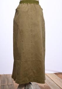 Ivy Distressed Olive Denim Skirt